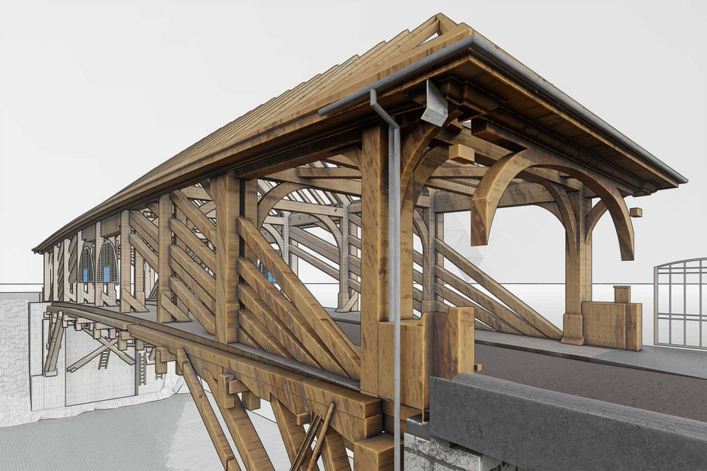 Brücke, 3D-Modellierung der Konstruktion