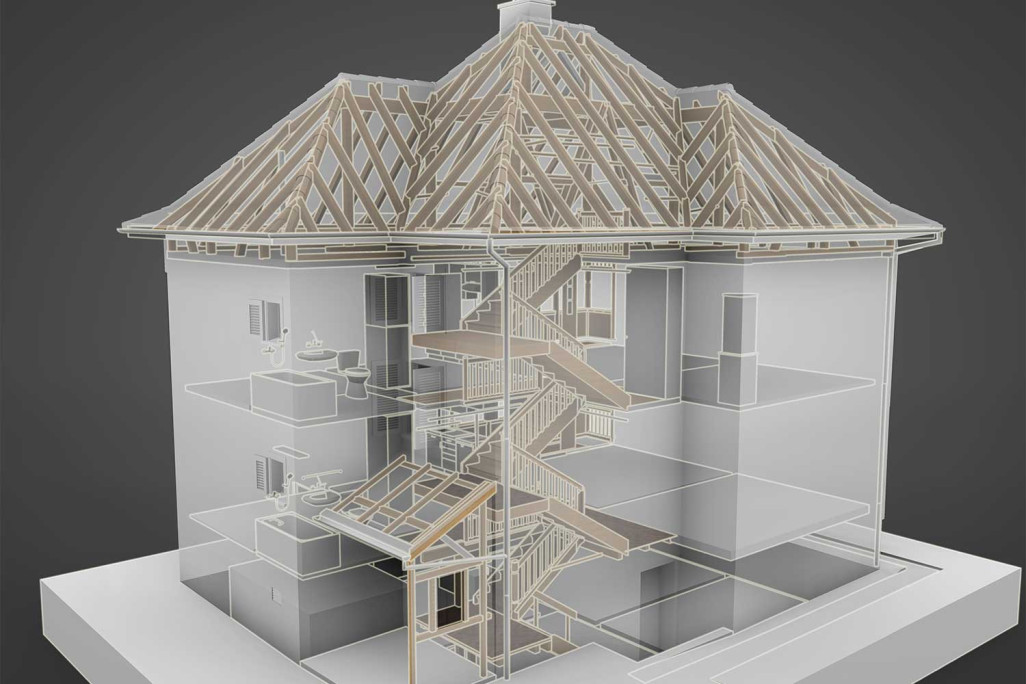 Treppenhaus 3D-BIM-Modellierung aus Punktwolke